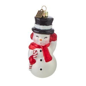 NWT Snowman Glass Ornament